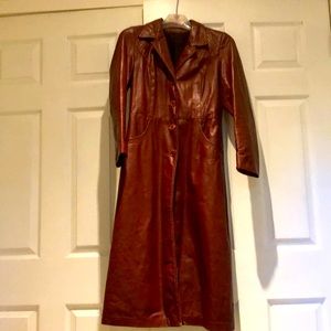 Full length leather coat